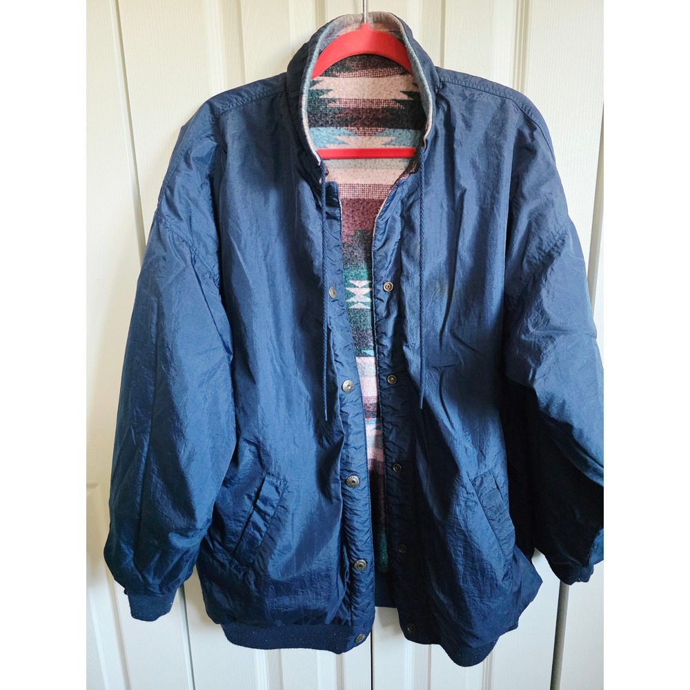 Braetan Vintage Southwestern Pattern Reversible Bomber Jacket Women 2X Snaps - Picture 5 of 13